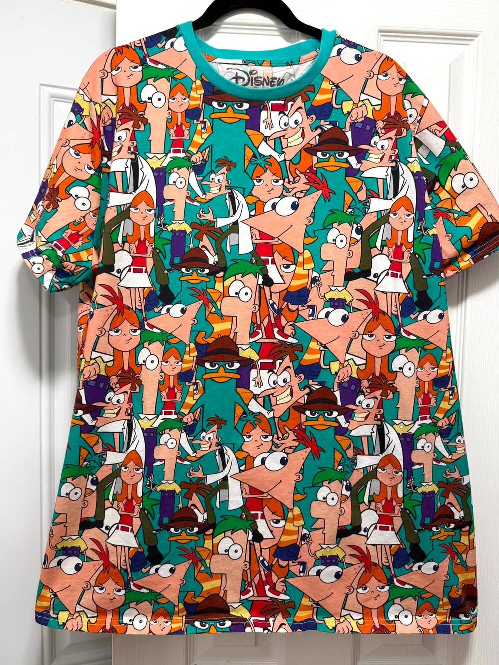 Cakeworthy x Disney Unisex 4XL Phineas and Ferb All Over Print T Shirt Perry